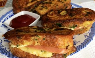 Горячие бутерброды-гренки с сыром и зеленью