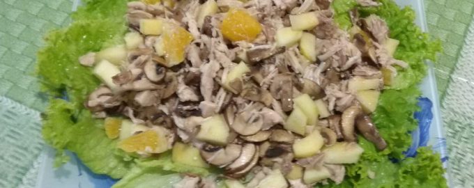 Вкусный салат из курицы - богатый вкус и низкая калорийность (без майонеза)