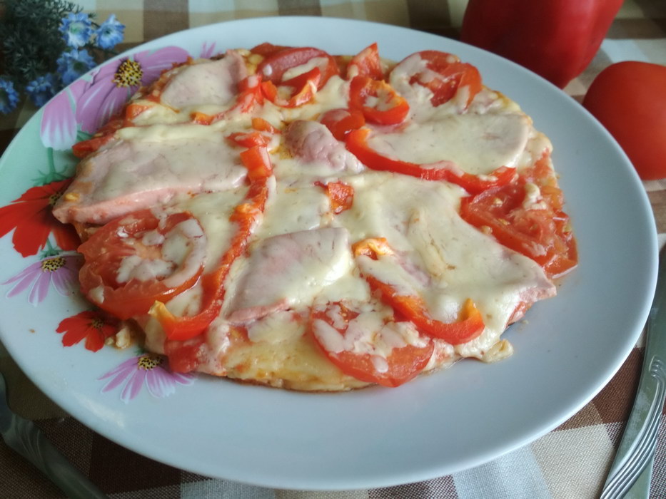 «Русская пицца» рецепт на сковороде за 10 минут