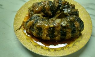 Горячее блюдо из баклажанов «Гармошка»