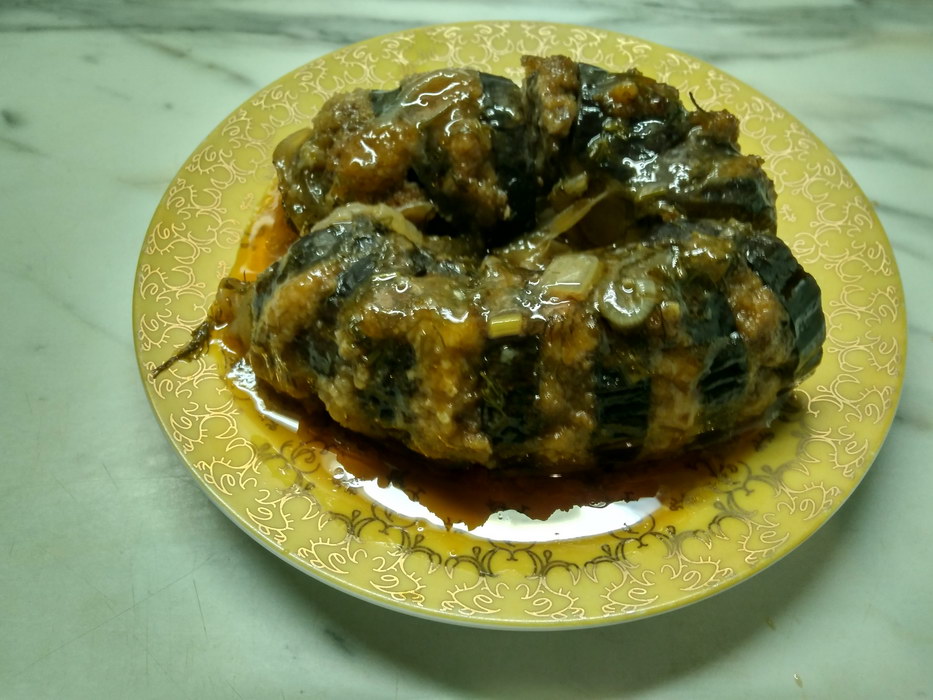 Горячее блюдо из баклажанов «Гармошка»