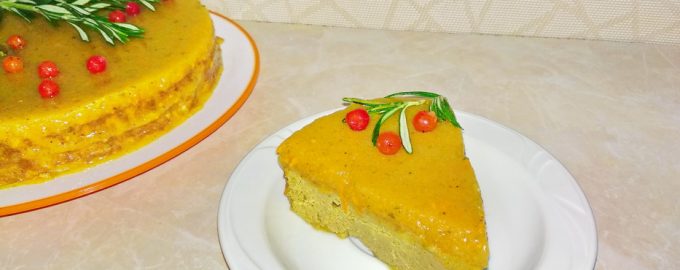Печёночный торт в апельсиновой заливке